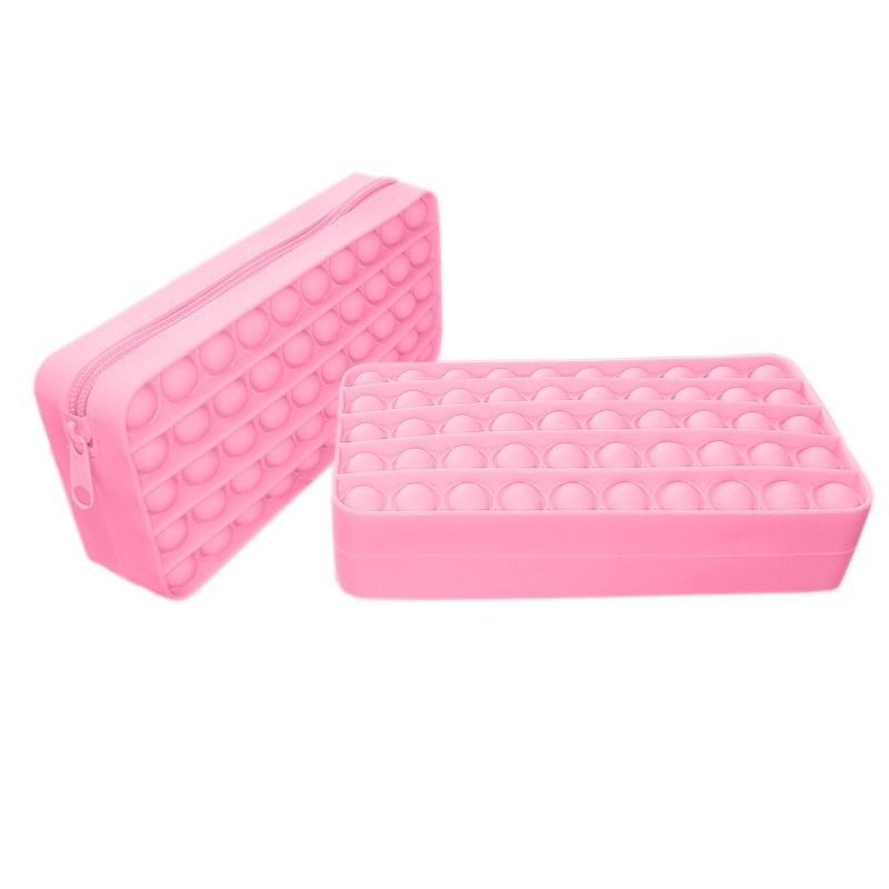 Pop Its Stationery Box Children's Decompression Stationery Box Pop Its Storage Bag Pop Its Pencil Case Pink