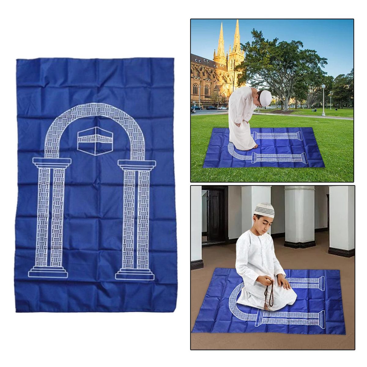 Premium Muslim Prayer Rug Muslim Kneeling Mat Islam Carpet For Blue