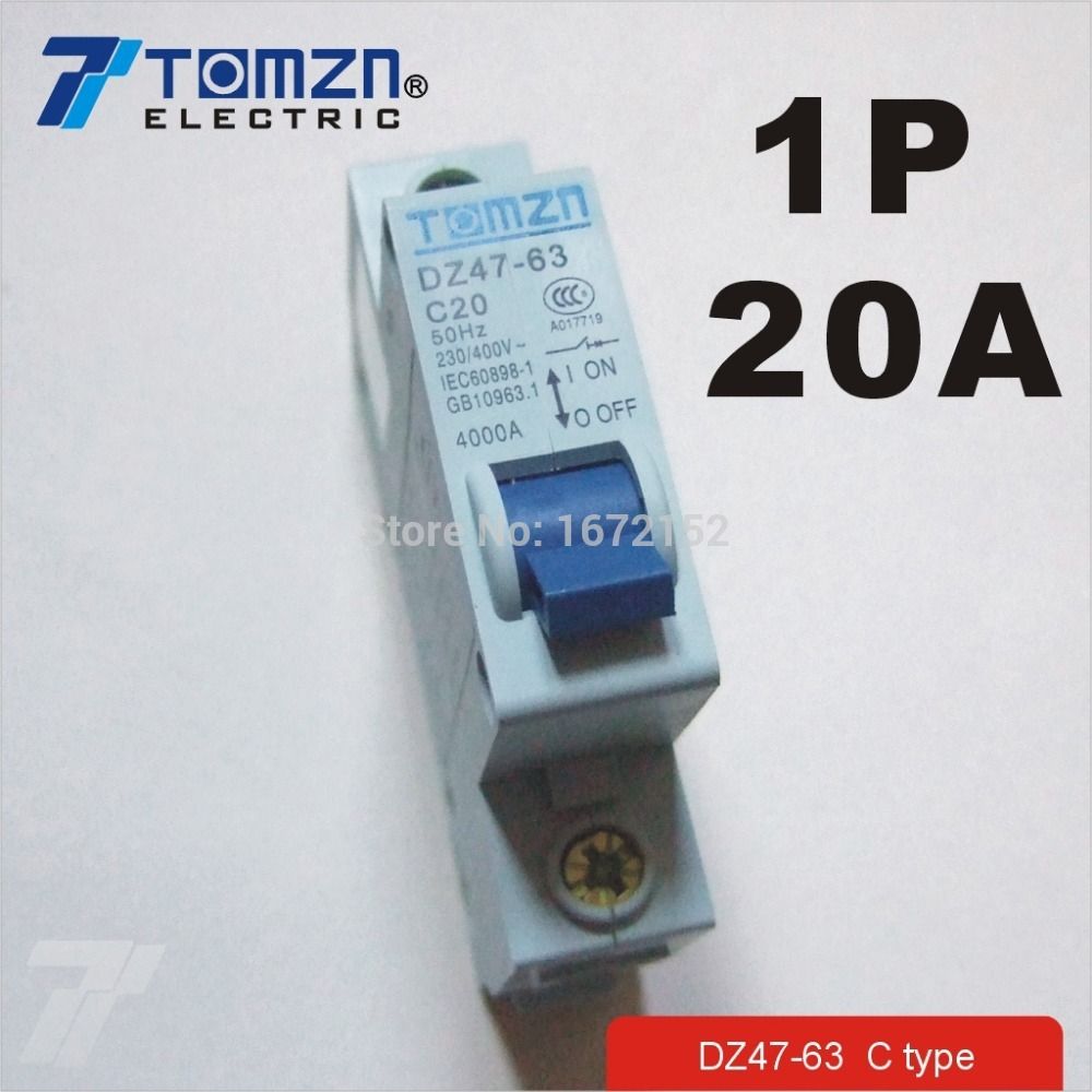 1P 20A 230 400v~ 50HZ 60HZ Mini Circuit Breaker MCB C45