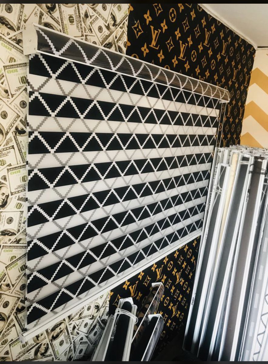 Day And Night Window Blinds - Black And White Zig Zag