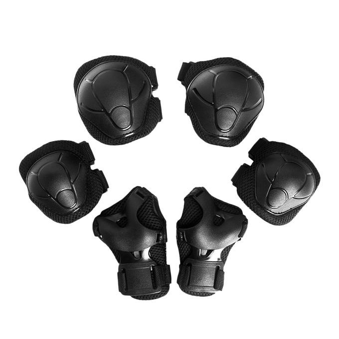 6 Pcs Kid Child Roller Skating Bicycle Knee Wrist Guard Elbow Black