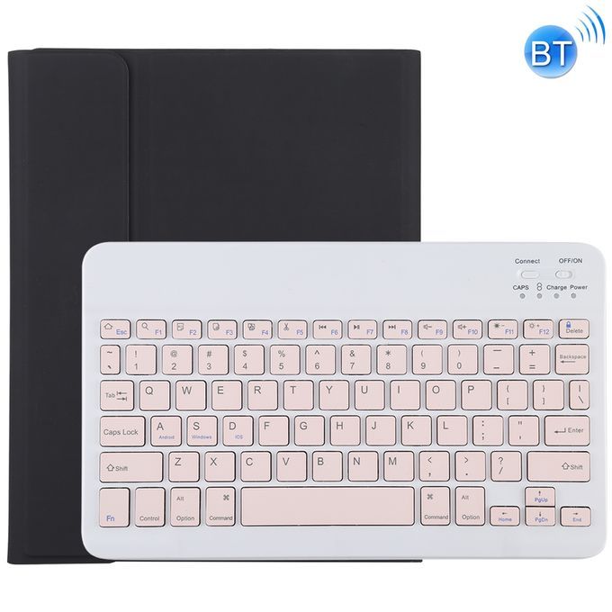 TG11B Detachable Bluetooth Pink Keyboard + Microfiber Leather Protective Case For IPad Pro 11 Inch (2020), With Pen Slot & Holder (Black)