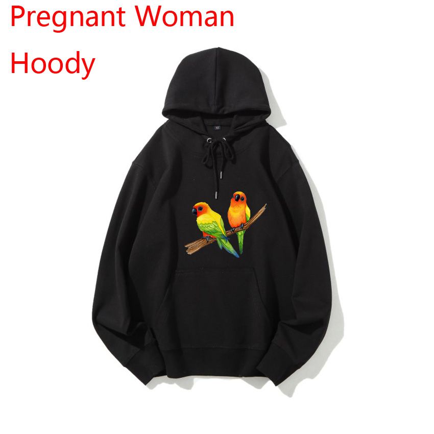 Black N-Bird Funny Fashion Print Pregnant Woman Hoodie Spring Autumn Hoody For Pregnant