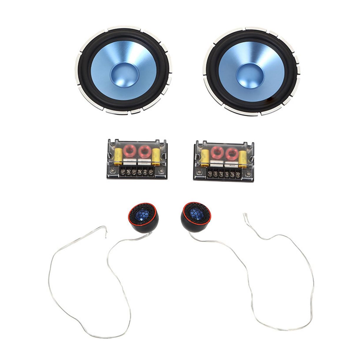 12V 91dB Horn Stereo Kit 2 PCS High Tone Horns + 2 PCS Low Tone Horns + 2 Frequency Divider Electric Horn Kit for Car Auto Front Door Rear Door