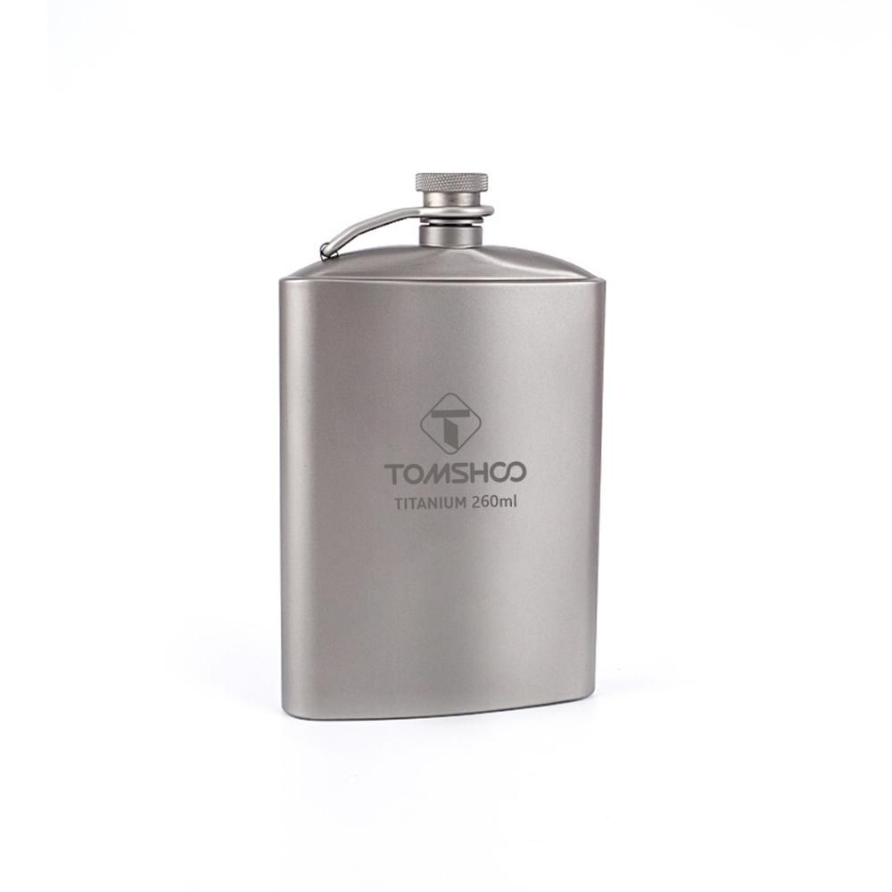 TOMSHOO 260ml Titanium Hip Flask Outdoor Wine Pot Portable Flagon with Cap