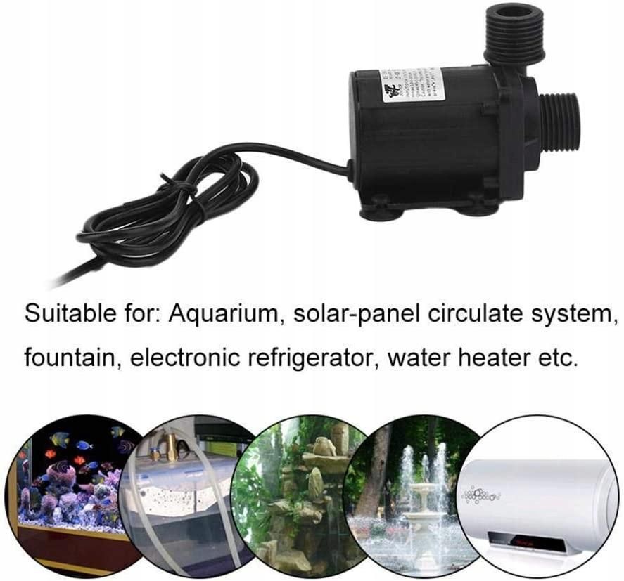 DC 12V Brushless Water Pump 1/2'' Male Thread Centrifugal Submersible Pump 800L/H 210GPH 4M/13ft