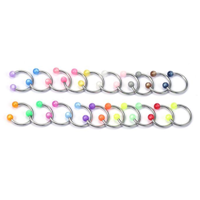 20Pcs Colorful Nose Septum Rings Ear Rings Body Stainless