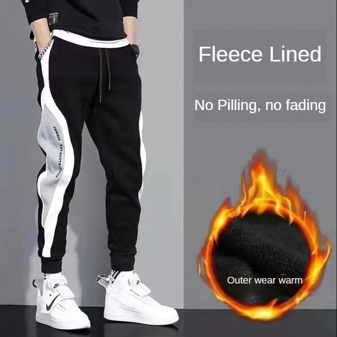 Men's Fashion Brand Casual Sports Cropped Pants-Black Plus Velvet