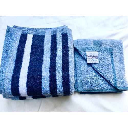 Tru Melange Heathered Stripe Hand Towels -2pcs & Wash Cloths
