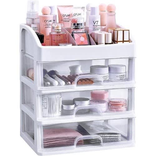 Makeup Organizer With 3 Drawers - White