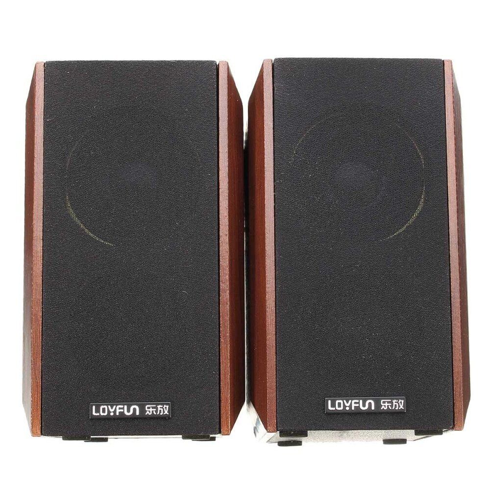 LOYFUN M50 High Sound Quality USB 2.0 Wooden Speakers Mahogany