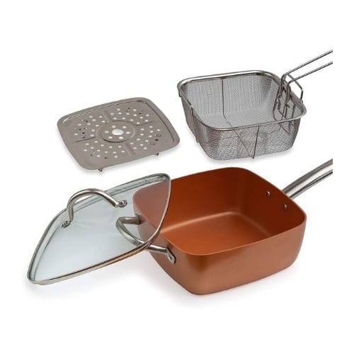 Square Copper Non Stick Frying Pan - 4 Piece Set