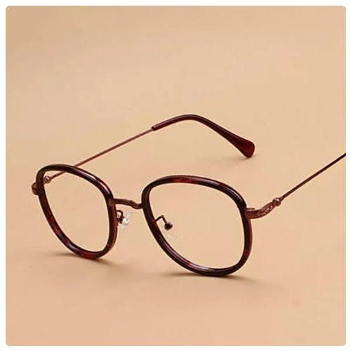 Red Leopard Print Prescriptionable Tr90 Titanium Steel Round Optical Eyeglasses
