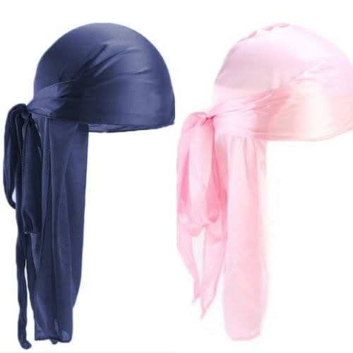 2 In 1 Silky Durag - Blue & Pink