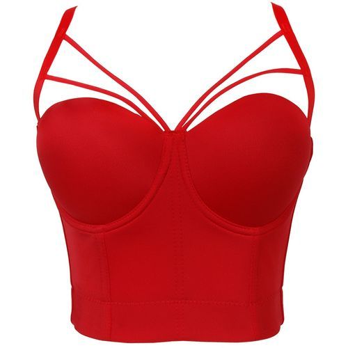 Y Womens Tube Top Corset  Bra  Te Backless Sling Cotton Bra Hollow-Red