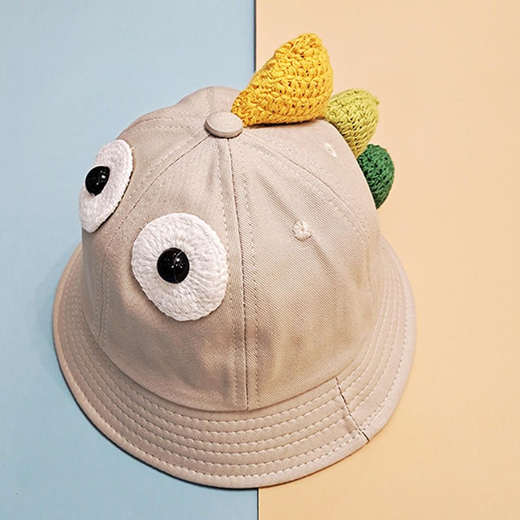 100% Cotton Bucket Hat Kids Sun Hat Foldable Summer Beach Sun   Beige