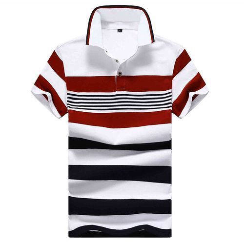 New Mens Long Sleeve T-shirt Pure Cotton Slim Business Casual Lapel POLO Shirt For Men Red