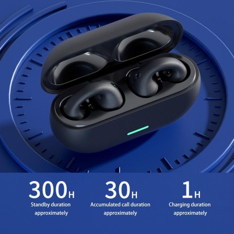 Clip-on black Bluetooth headphones bone conduction headphones for Android and IOS