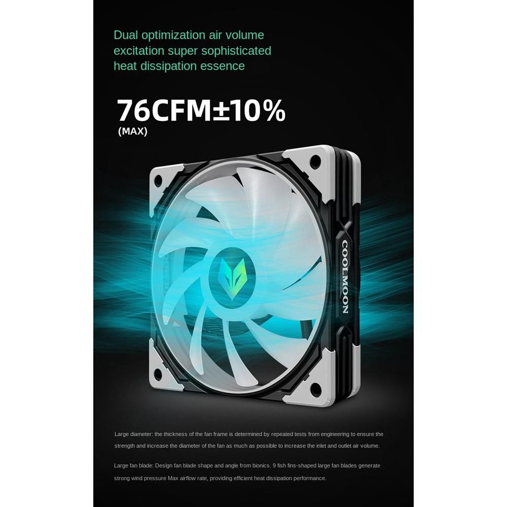 COOLMOON PWM Chassis Fan 12CM Desktop Computer Temperature