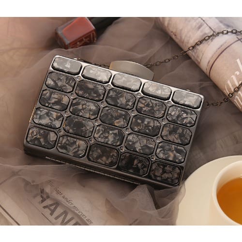 Square Brick Evening Purse- Black