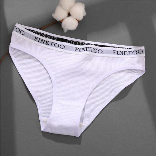 Cotton Panties Women Solid Color Underpants M_XL Soft Briefs Girls Striped Underwear Comfortable Panties Female Lingerie(#Style 3 White)