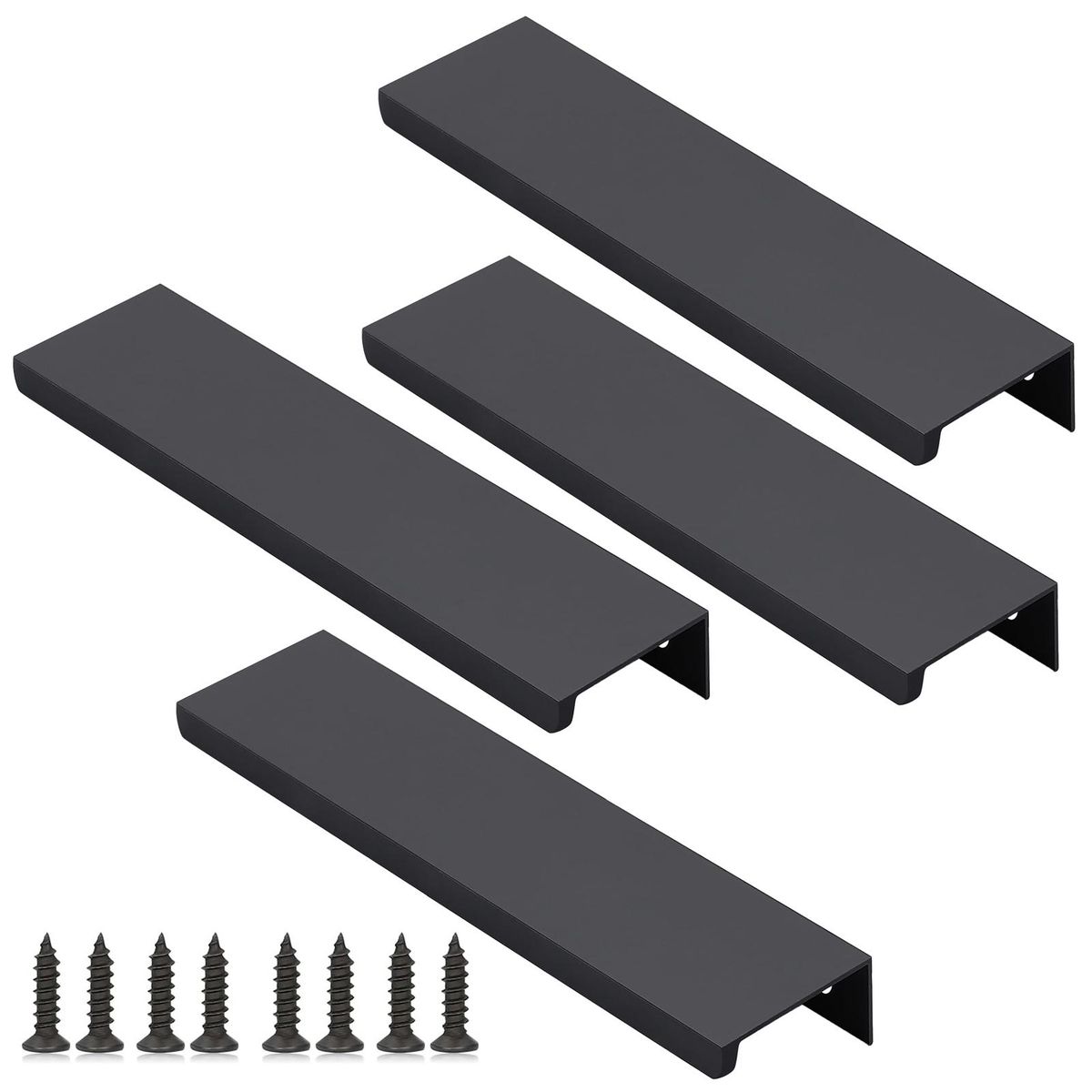 Door Handles 4pcs Sleek Cabinet Handles Easy Install Design for Hidden Black