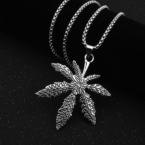 Maple Leaf Pendant  Necklace - Silver