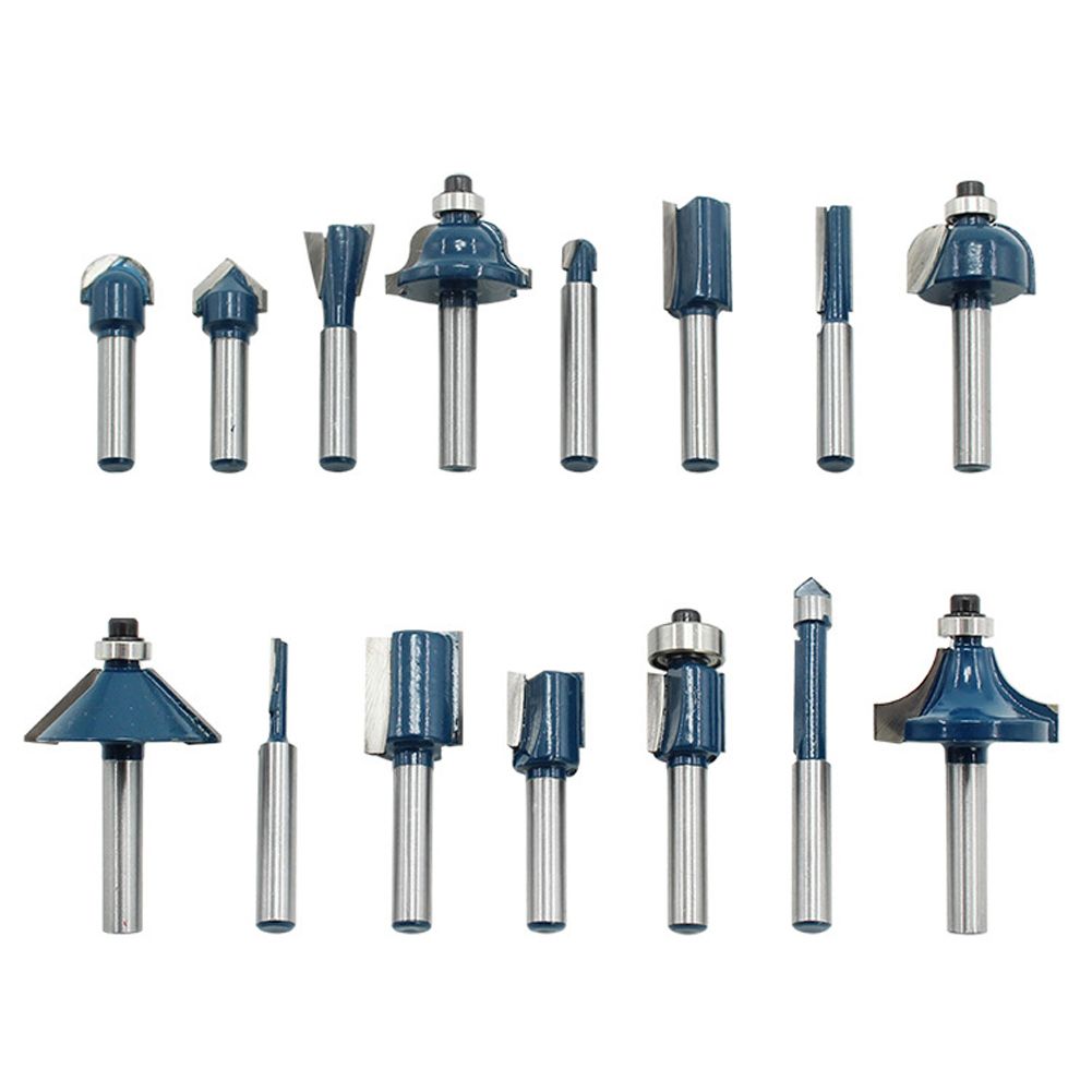 15PCS 1/4 Inch Shank Woodworking Milling Cutter Bits Set