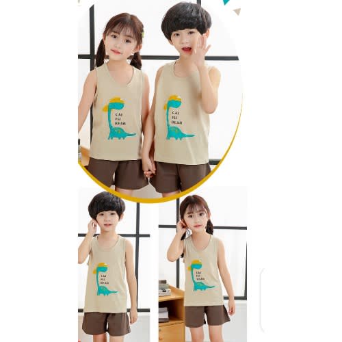 Kids Unisex Casual Summer Shirt And Top - Brown