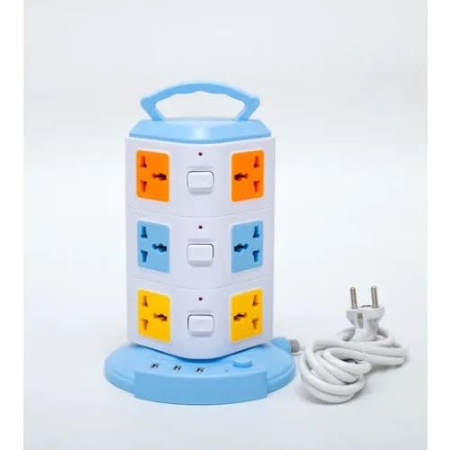 12 Way Multi Functional Vertical Extension Socket With 3 Usb Port