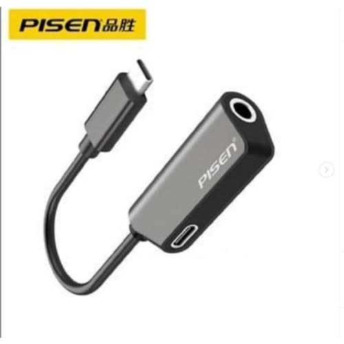 Pisen 2-in-1 Usb Type-c + 3.5 Mm & Charger Headphone Jack Audio Cable Adapter