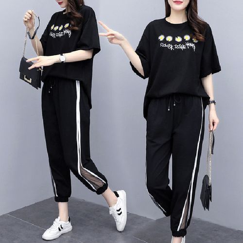 2021 Women's Casual Suit Summer Small Daisy Short Sleeve Two-piece Suit