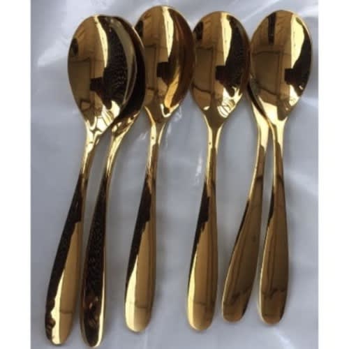 6 Pieces - Plain Table Spoon - Gold