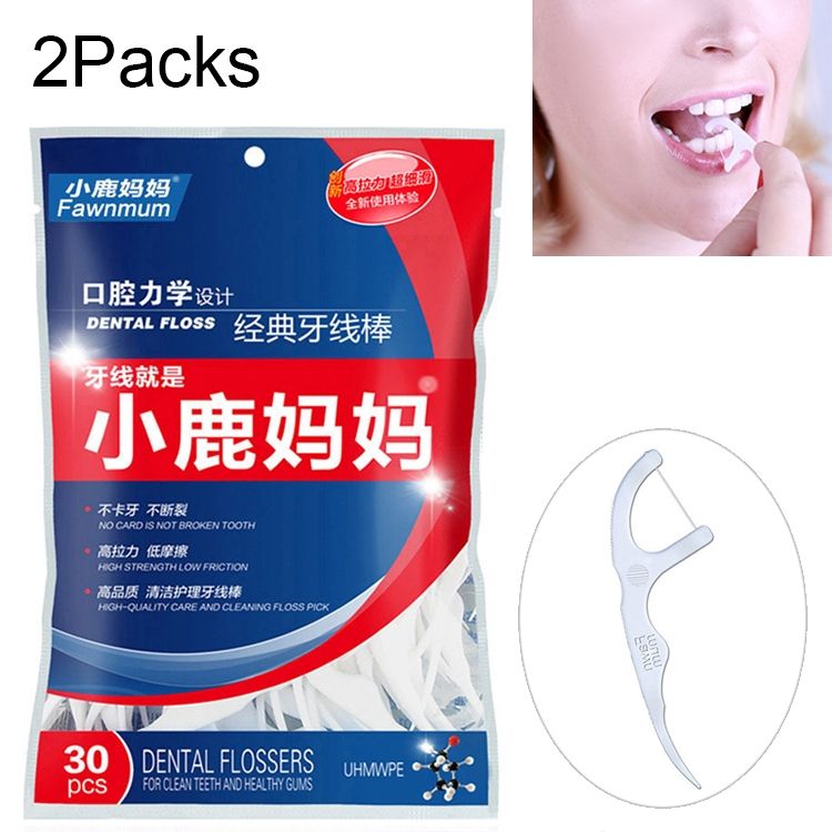 2 Packs Fawnmum Ultra-fine Safety Dental Floss Stick