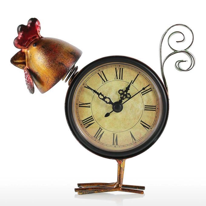 Chick Clock Handmade Vintage Metal Chick Figurine Mute-