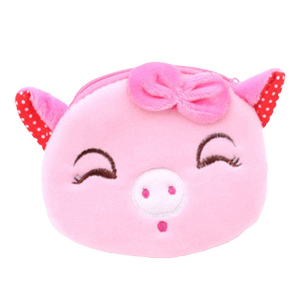 Plush Cute Coin Purse Cartoon Cloth Women's Key Bag Coin Purse Small Wallet Small Animal Zipper Bag Ladies Coin Purse-colorful Butterfly Pig