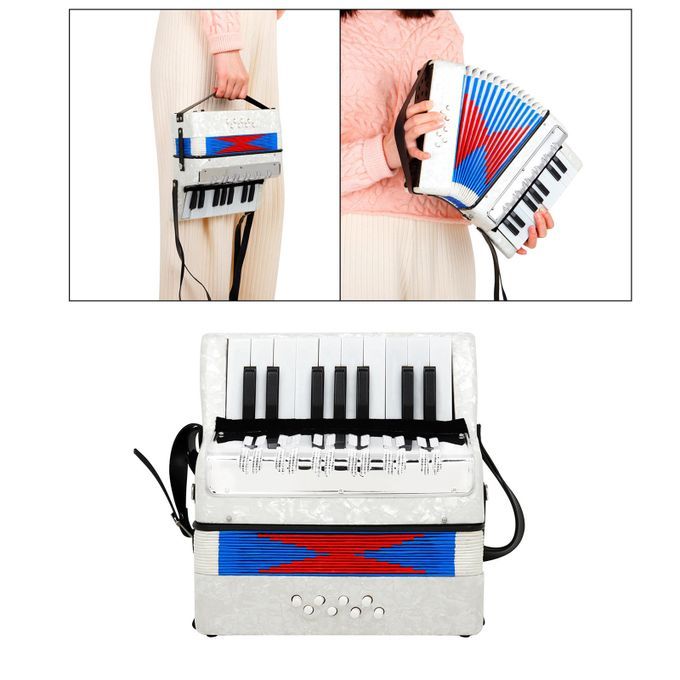 Kids Accordion Instrument Toys Mini Small 17-Key 8 Bass Accordion For