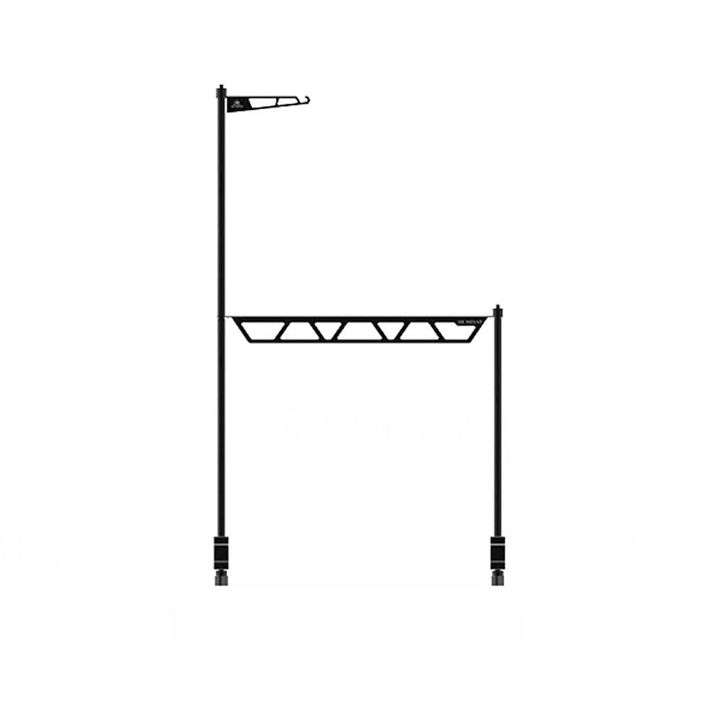 Multifunctional Desk-Mounted Camping Detachable Lamp Holder Practical High Strength Metal Black Outdoor Hiking Storage Rack Light Bracket Drying Rack Hung Shelf With Hook