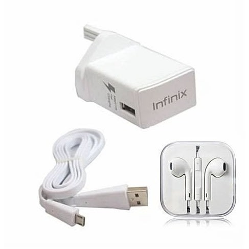 Infinix Fast Charger Plus Free Earpiece & Cable - White