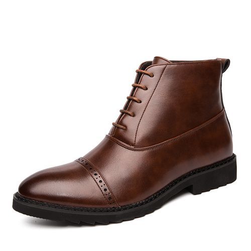Big Size Mens Ankel Top Boots Oxford Derby Boots-Brown