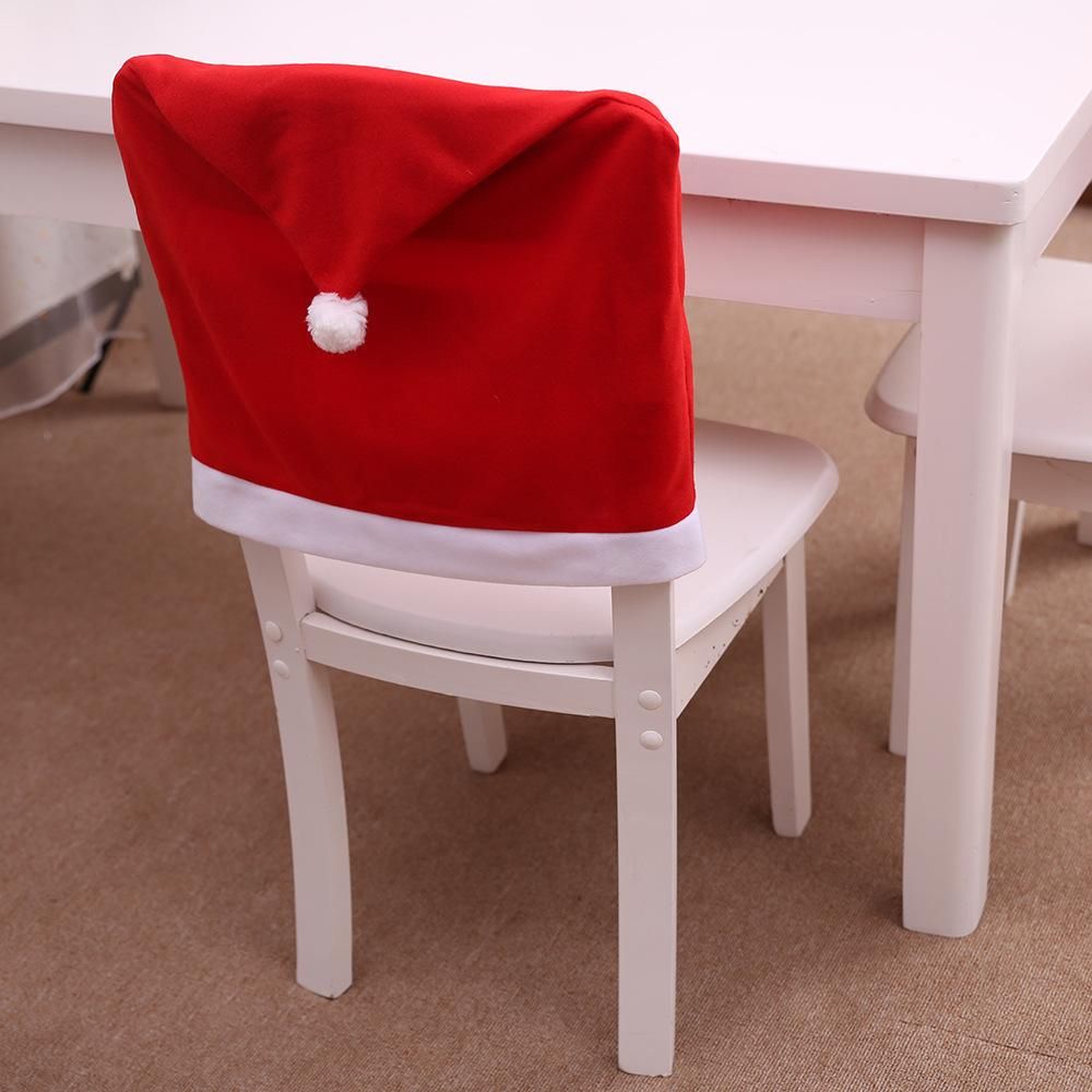 Christmas chair hat restaurant hotel layout chair cover solid color wedding meeting red velvet chair cover Christmas chair cover Brushed fabric chair cover