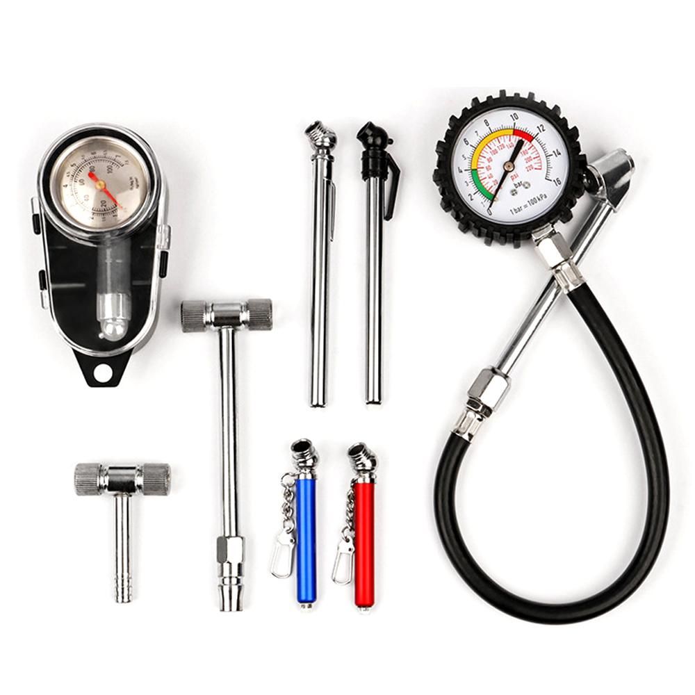 Portable Long Tube Tire Pressure Gauge Set Car Motorcycle Tire Pressure Test Tool High Accurancy Tyre Pressure Tester Tire Pressure Meter Kit