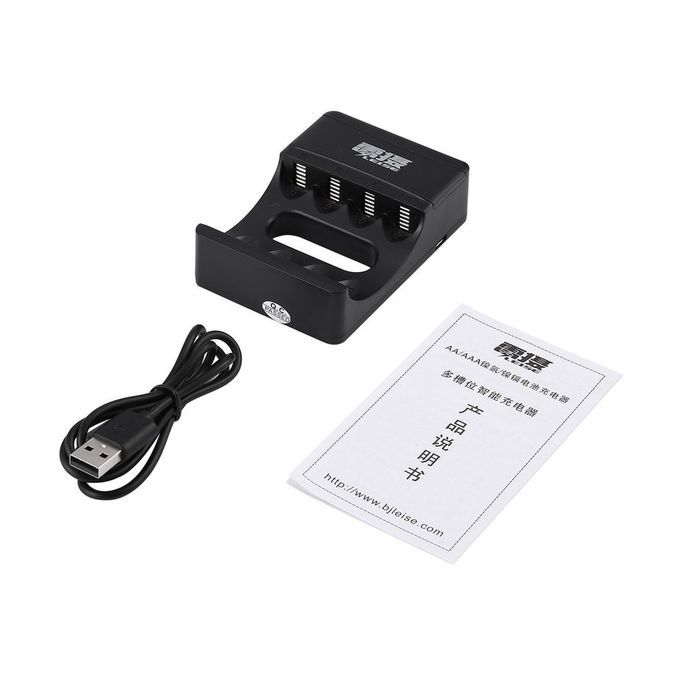LEISE 4 Slots Smart USB AA & AAA Ni-MH Battery  Harger With   Indi Ator-Black