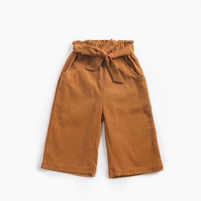 Autumn Winter Gi 's Orduroy 9 Minute Pants Baby Outsuit-Earthy Yellow-6-12月