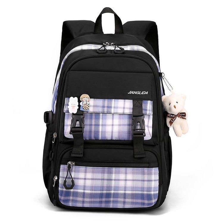 2022 new junior high school college students schoolbag female backpack large capacity college style princess wind foreign trade black