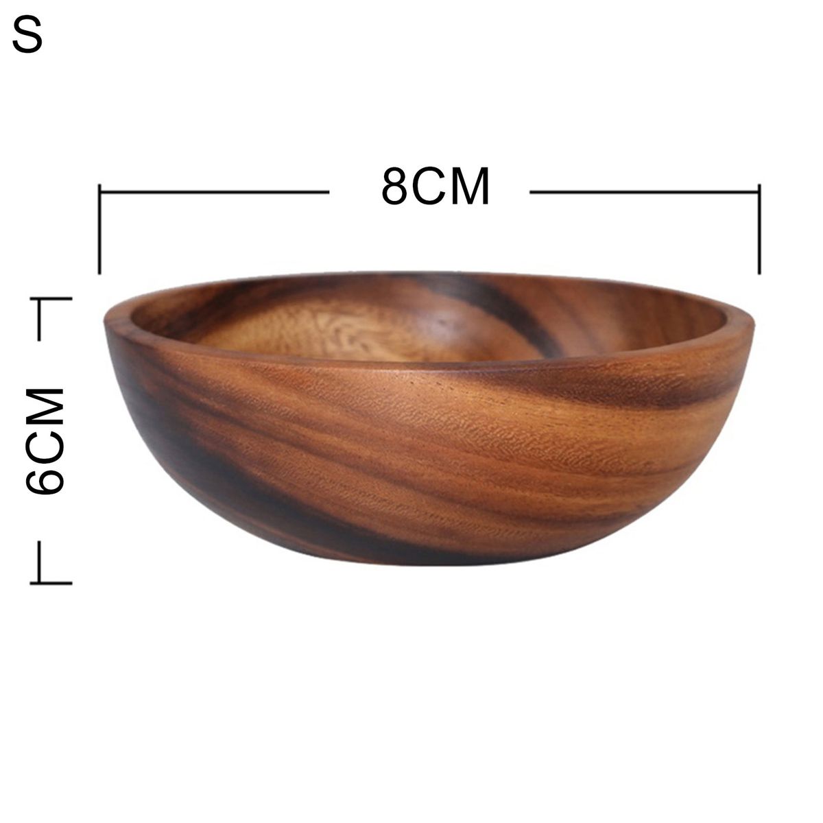 Household Round Wooden Fruit Salad Bowl Dinnerware Basin-