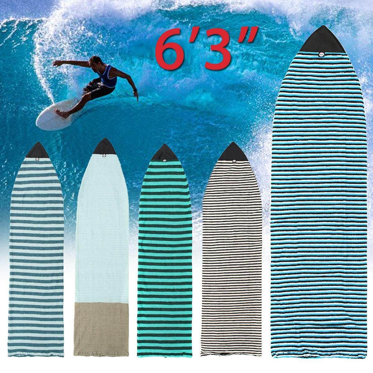 For 6'3&rdquo; Surf Board Longboard Funboard Socks Cover Storage Bag Protective Case Light Blue White Stripe