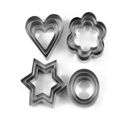 12 Pieces Stainless Steel Cookie Cutter With 4 Shapes
