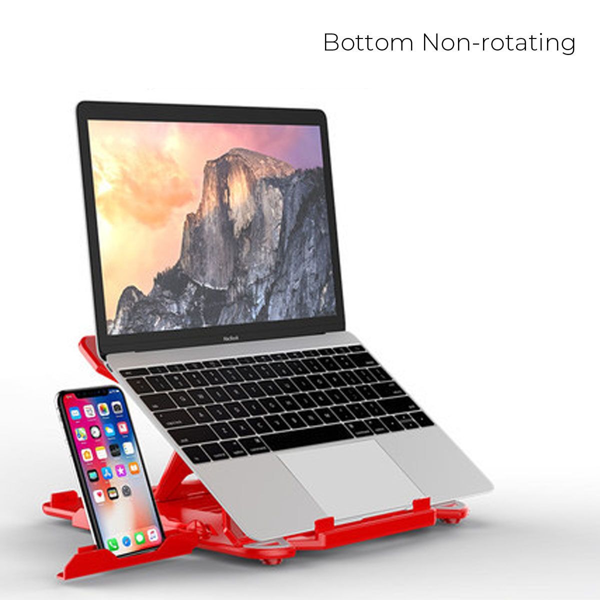 Foldable Non-slip Laptop Stand Portable Thin PC Bracket Phone Holder 2 IN 1 For Laptops And Tablets Smaller Than 17 Inches Red