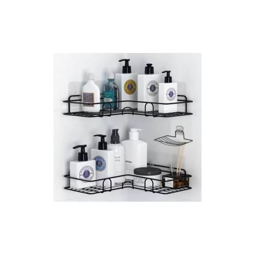 2pc Metal Wall Mounted Shelf Shower  Adhesive Wall Organizer